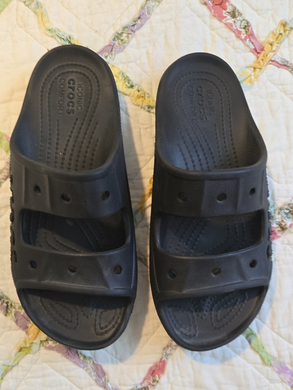 CROCS Black Double-Strap Slide Sandals